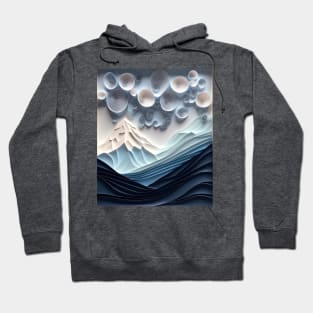 Beautiful Paper quill Carving of cool ethereal Mount Everest with only shades of blue ! Hoodie